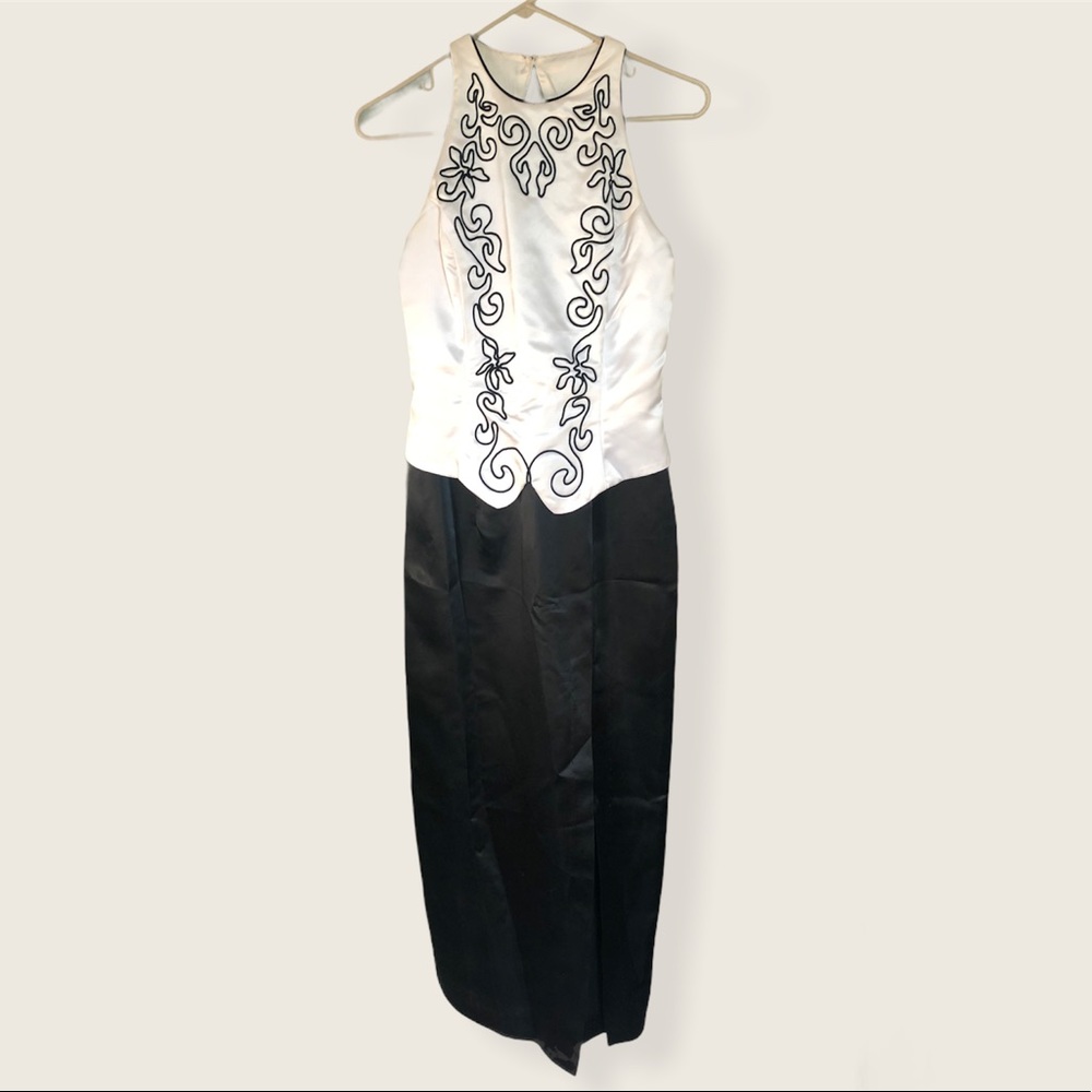 Jessica McClintock Gunne Sax Black & White Formal Midi Dress 10